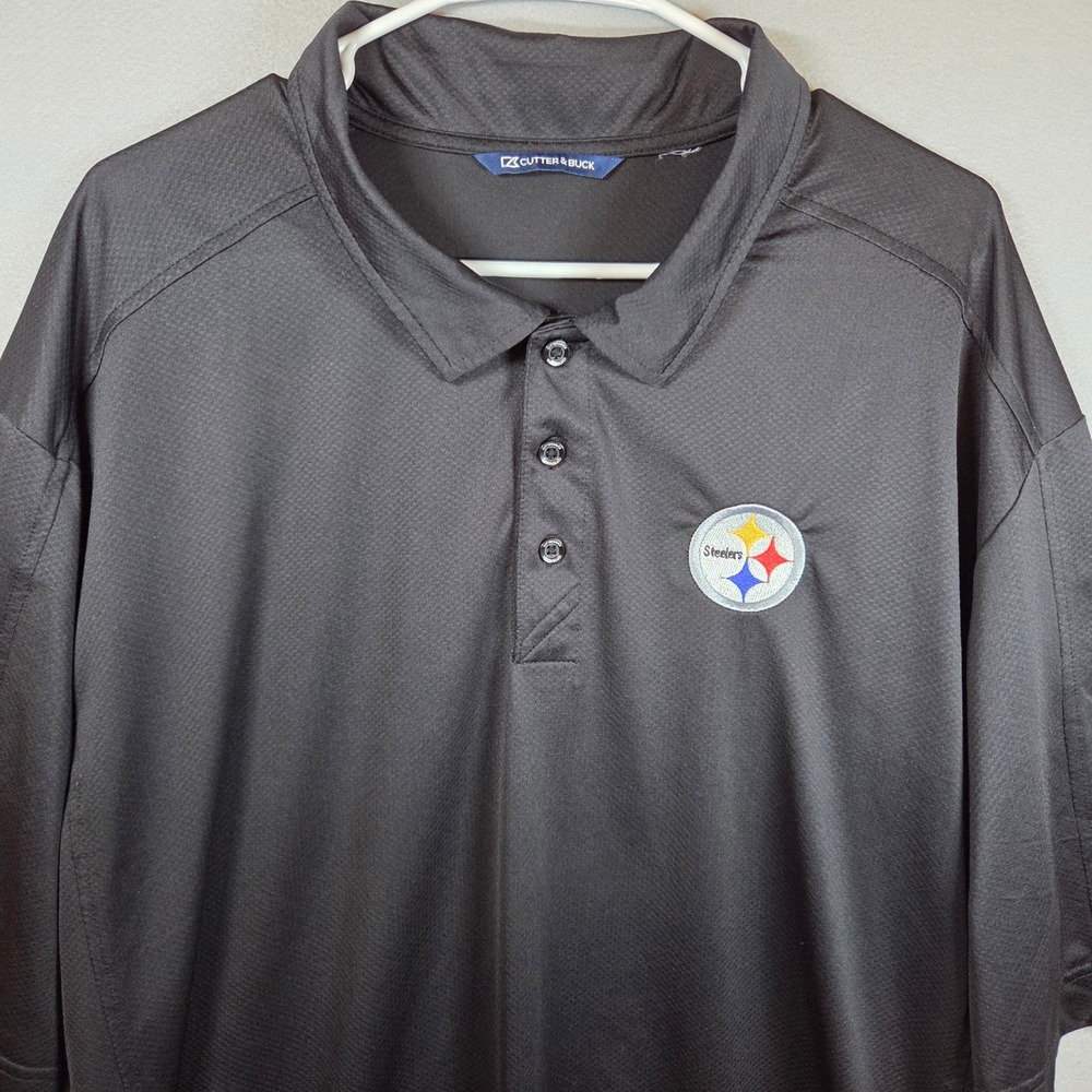 Cutter & Buck Mens Pittsburgh Steelers Black Performance Polo Shirt NFL Logo 3X